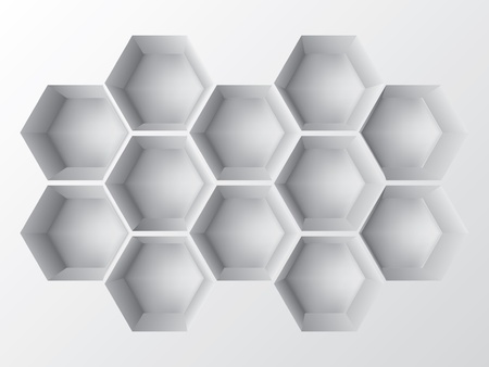 Abstract 3d decoration shelf on white wallのイラスト素材