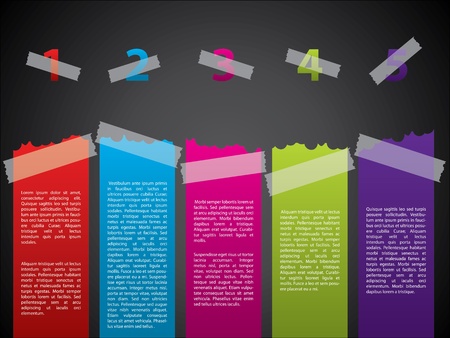 Colorful taped label set with numbers from 1 to 5のイラスト素材