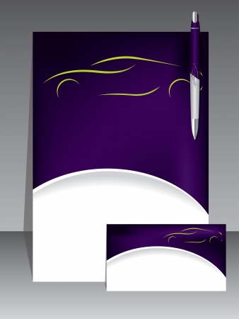Abstract purple brochure design with car silhouetteのイラスト素材