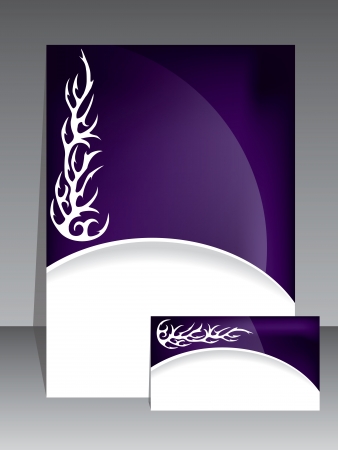Abstract purple brochure with white tribal designのイラスト素材