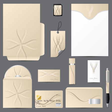 Business vector set with wave design and light brown colorのイラスト素材