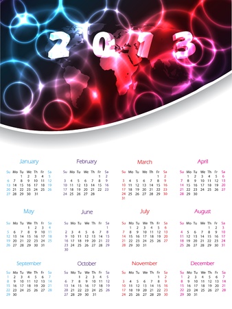 2013 calendar design with white background and plasma headerのイラスト素材