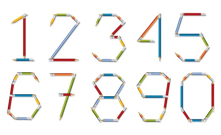 Number set made out of color pencilsのイラスト素材