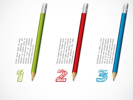 Infographic design with pencils and numbered infoのイラスト素材