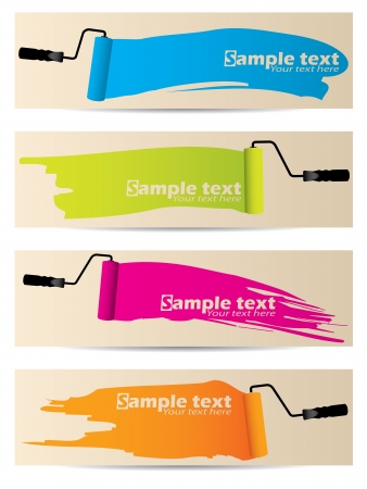 Banner set of four with different paint colors splatteredのイラスト素材