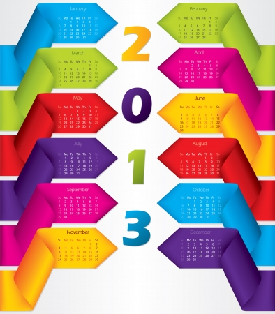 Colorful ribbon calendar design for year 2013のイラスト素材