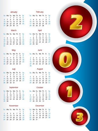 2013 button calendar design with golden numbersのイラスト素材