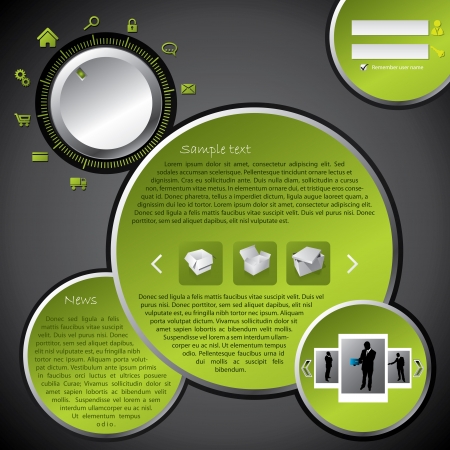 Website template design with rotateable menu selectionのイラスト素材