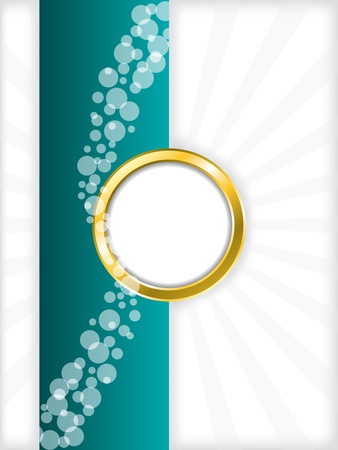 Nice turquoise bubbled brochure with golden ringのイラスト素材