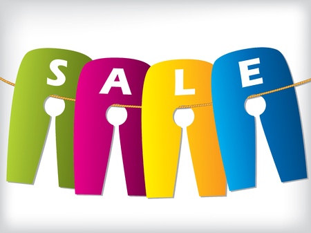 Hanging color sale labels on bended ropeのイラスト素材