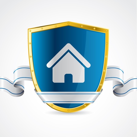 Home protection illustrated with shield and ribbon on white background のイラスト素材