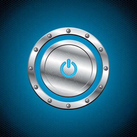 Cool metallic button on hexagon design backgroundのイラスト素材