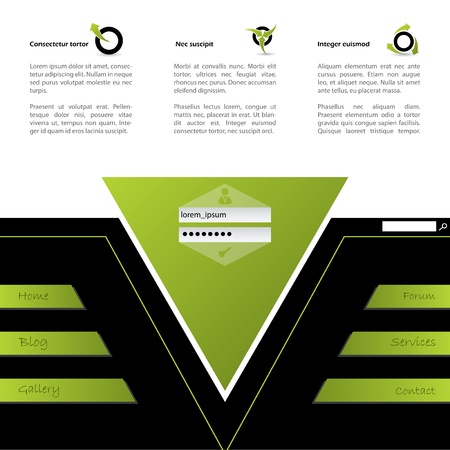 Website template design in green and black colorのイラスト素材