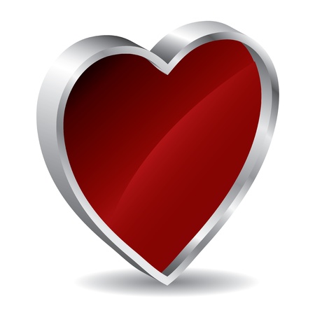 three dimensional heart with metallic wrapping and shadowのイラスト素材