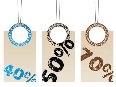 Label set of three with grunge seals and discountsのイラスト素材
