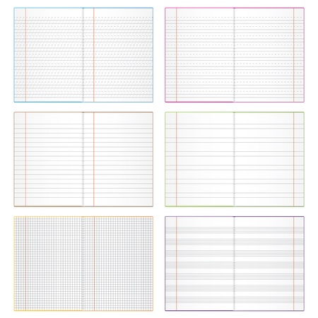 Various  copybook set of six with different patternsのイラスト素材