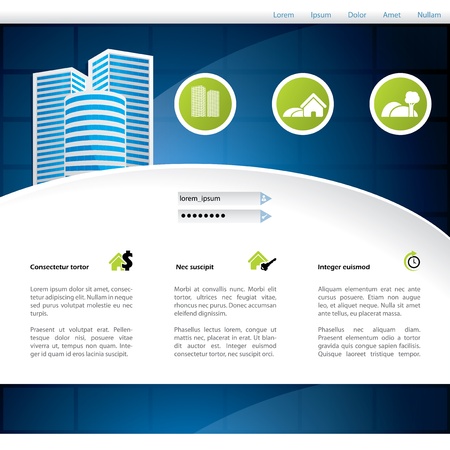 Home selling website design with advertising elemesntのイラスト素材