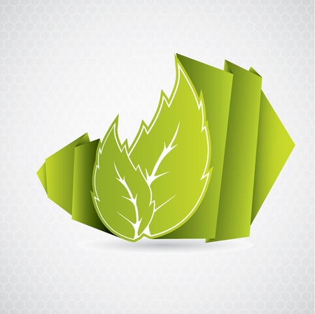 Eco origami leaf on grayish hexagon backgroundのイラスト素材