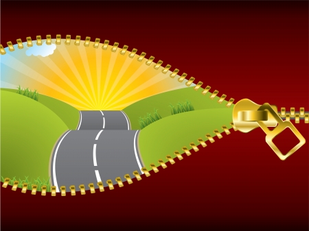 Uncovering the road of possibilities by unzipping the worldのイラスト素材