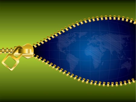 Uncovering the world by unzipping green clothのイラスト素材