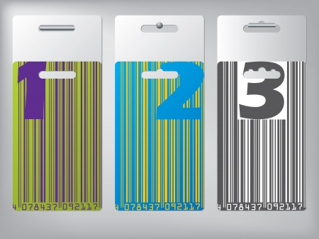 Hangable label set with options illustrated by numbersのイラスト素材