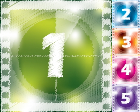 Scribbled countdown design from 5 to 1 with various color backgroundsのイラスト素材