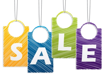 Hanging scribbled shopping label set of fourのイラスト素材