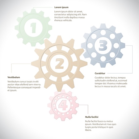 Info graphic design template with cogwheels and textのイラスト素材