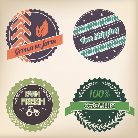 Retro design organic badge set of fourのイラスト素材