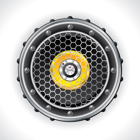 Abstract speaker and volume knob design with power buttonのイラスト素材