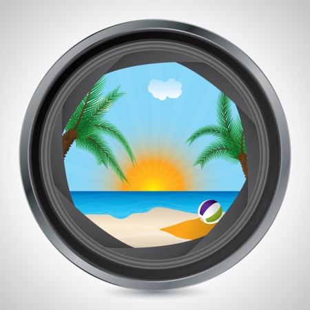 Sunny beach seen through the lens of a cameraのイラスト素材