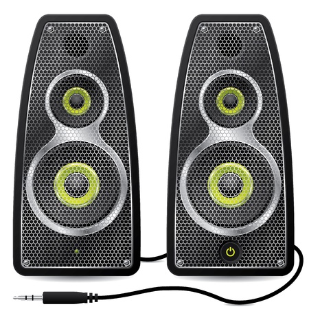 Stereo speaker set with metallic mesh designのイラスト素材