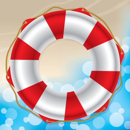 Swimming ring where sandy beach meets waterのイラスト素材