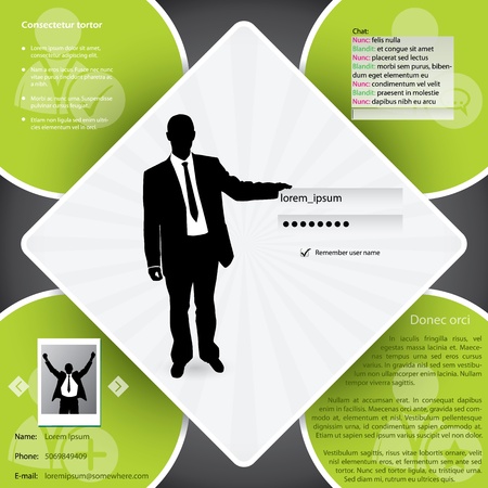 Website template design with business man and login screenのイラスト素材