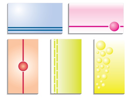 Color business card set of five with various elementsのイラスト素材