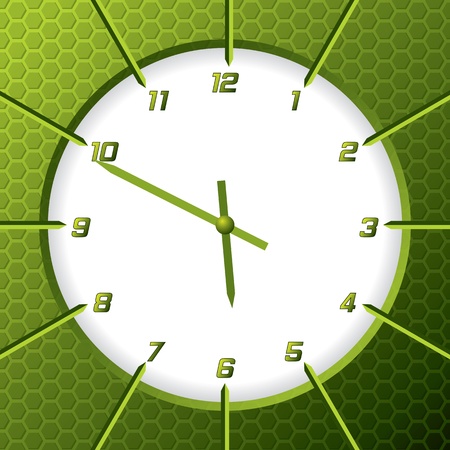 Cool green clock with hexagon background and arrow pointersのイラスト素材