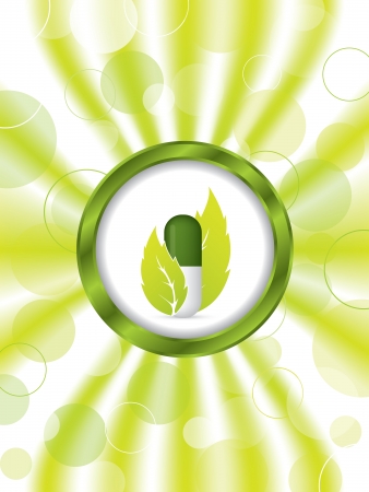 Herbal pill brochure design in green colorのイラスト素材