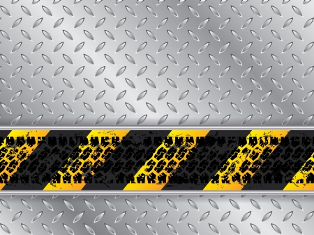 Abstract metallic plate background with truck tire trackのイラスト素材