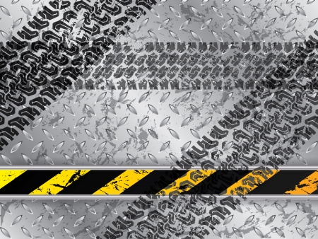 Abstract metallic plate background with tire tracksのイラスト素材