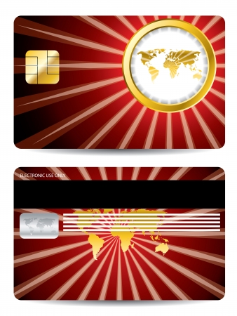 Golden map and ring credit card design on whiteのイラスト素材