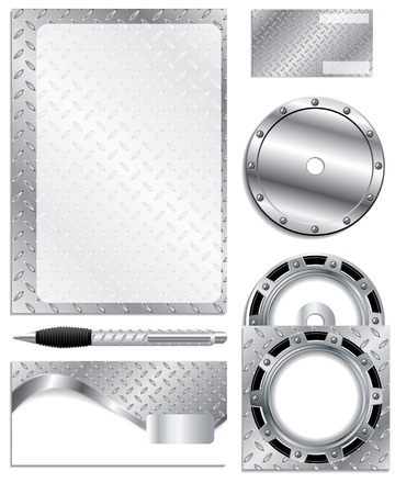Silver business advertising set of 6 with industrial themeのイラスト素材