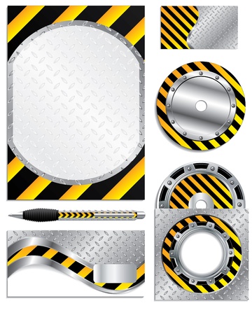 Warning company set wih industrial elementsのイラスト素材