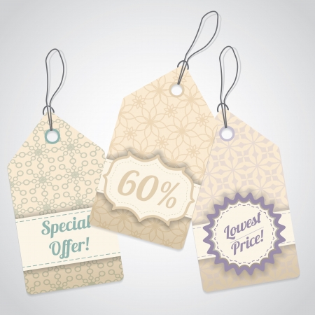 Vintage shop label set with texture and textのイラスト素材
