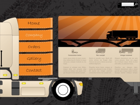 Transportation web template design with truck and trailerのイラスト素材