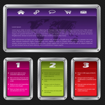 Swith shaped website template design with options and descriptionのイラスト素材