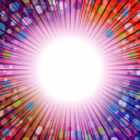 Bursting abstract design with colorful dots and stripesのイラスト素材