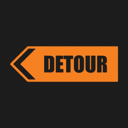 Orange detour sign on striped black のイラスト素材