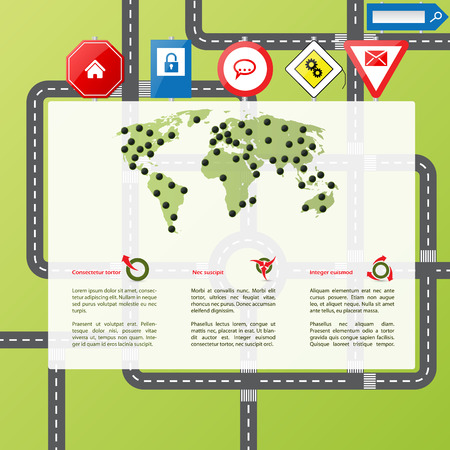 Cool website template design with road sign buttons のイラスト素材