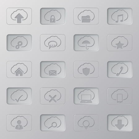Active/inactive cloud  button set with symbols のイラスト素材