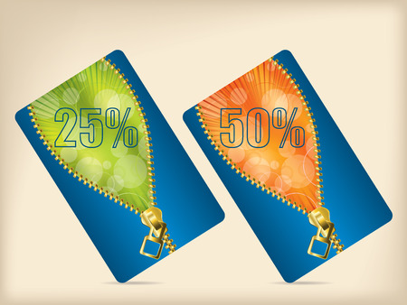 Gift card set with blue orange and green colorsのイラスト素材